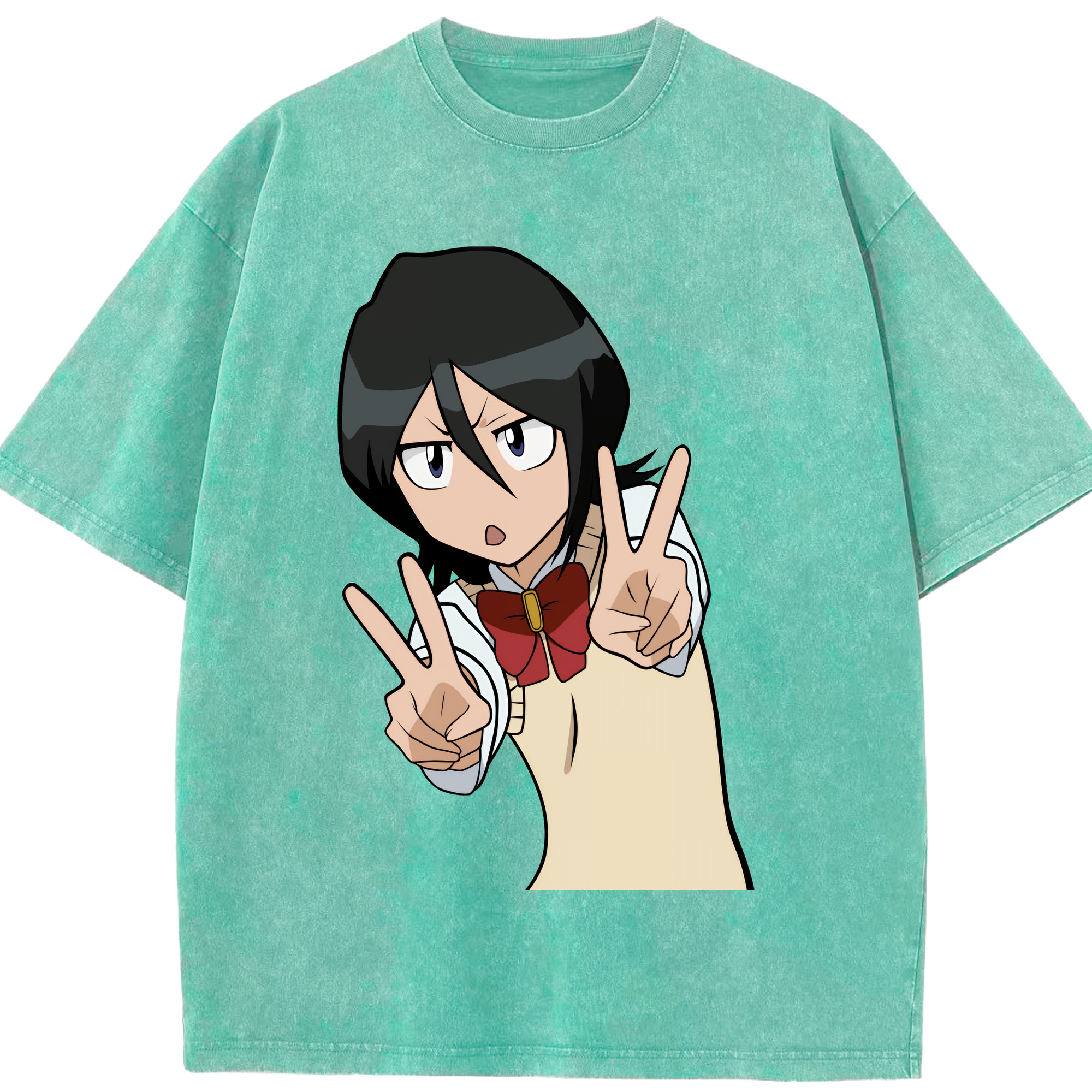 （画像用） ブリーチ 朽木ルキア BLEACH Kuchiki Rukia 綿100% ヴィンテージ風 半袖Tシャツ（フロントプリント）